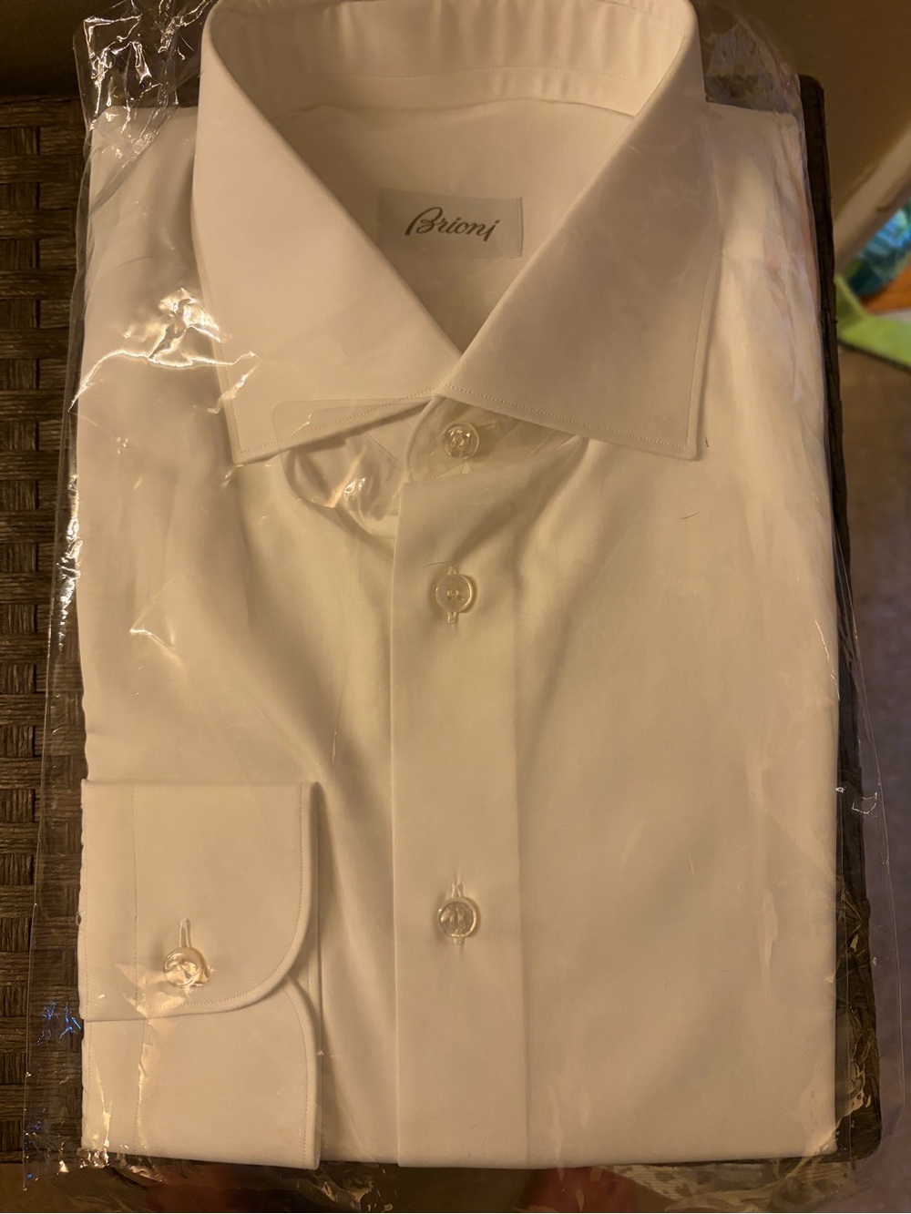 Brioni White Men's Dress Shirt with Spread Collar
